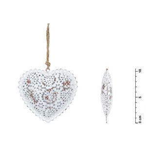 Zawieszka metalowa MFP Serce Białe, 10.5cm